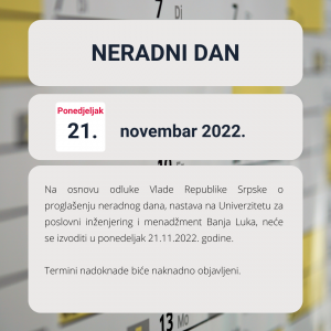 Read more about the article OBAVJEŠTENJE O NERADNOM DANU: 21.11.2022. GODINE