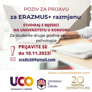 Read more about the article ERAZMUS+ KA171: POZIV ZA PRIJAVU ZA STUDIJ U ŠPANIJI U 2023/24.