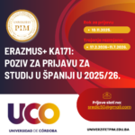 ERAZMUS+ KA171: POZIV ZA PRIJAVU ZA STUDIJ U ŠPANIJI U 2025/26.